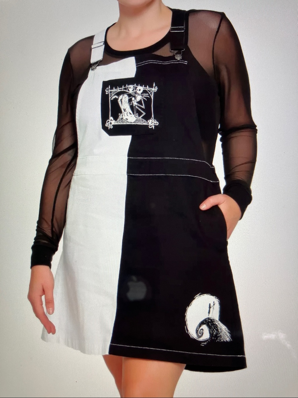 Hot Topic Black and White Nightmare Before Christmas overall skirt